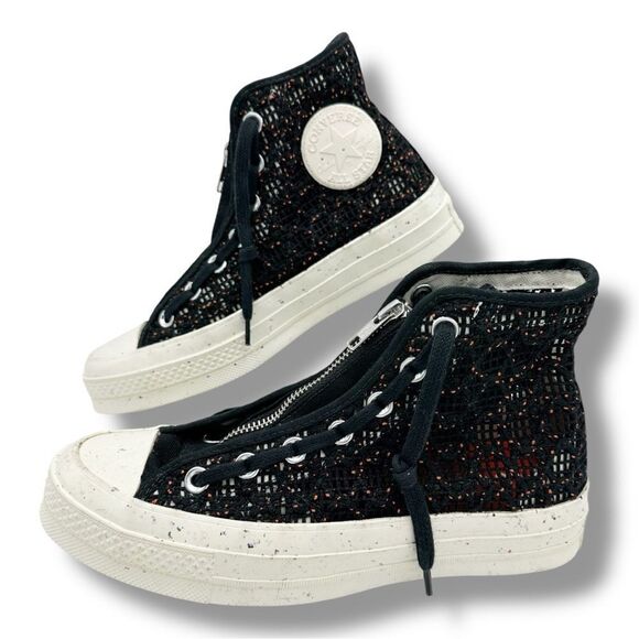 Converse Chuck Taylor All Star 70 Hi Speckled Black Crochet Womens Sample Sz 5 - Picture 1 of 15